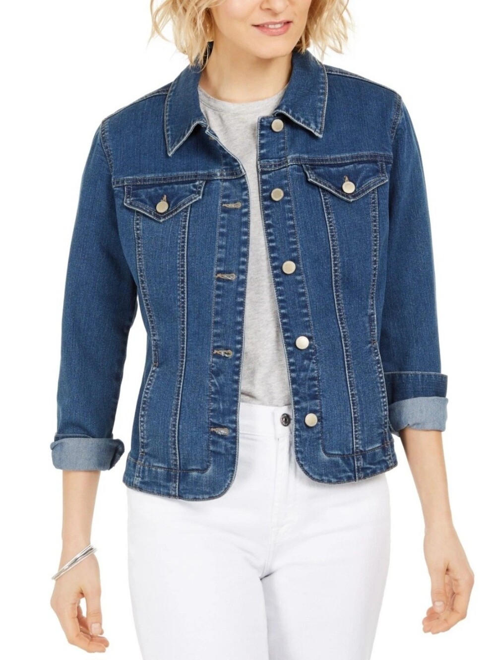 EUC | Charter Club Pocketed Dark Blue Wash Denim Jean Jacket - Picture 9 of 9